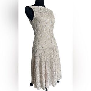 J. Taylor Elegant Lace Sequins Sleeveless Dress Size 4